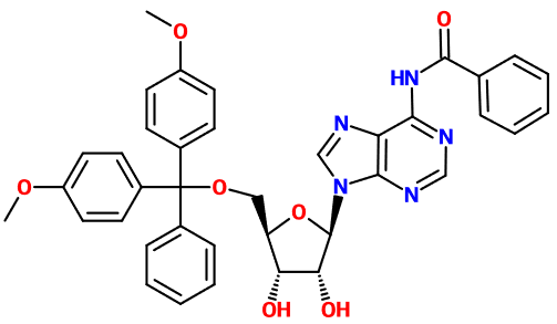 MC080629 N6-Benzoyl-5'-O-(4,4'-dimethoxytrityl)-adenosine (图片) MC080629 N6-Benzoyl-5'-O-(4,4'-dimethoxytrityl)-adenosine